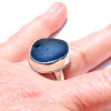 Large Rare Beach Found Royal Blue Sea Glass Ring In Sterling & Fine Silver - Size 8 1/2