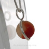 Fire Inside- Orange Beach Found Marble In Sterling Silver Deluxe Wire Bezel© Necklace Pendant