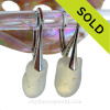 Super Ultra RARE Opalized Sea Glass In Sterling Silver Leverback Earrings