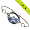 Out of the Deep Blue - Sea Glass Whale Tale Beach Bangle Locket Bracelet