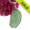 Soft Green Sea Glass Bottle Bottom Pendant In Sterling Silver Original Wire Bezel© Pendant