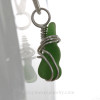 Green Sea Glass Bottle Top Pendant In Sterling Wrapped Setting