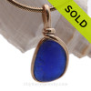 THICK P-E-R-F-E-C-T Petite Blue  Glass Pendant In 14K Goldfilled Original Wire Bezel©