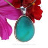 HUGE JUMBO Aqua Green  Sea Glass Pendant In our TIffany Deluxe Wire Bezel Setting©