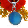HUMONGOUS -  Rare Multie Blue Sea Glass Gemball In Sterling Deluxe Minimal Wire Bezel© Pendant
