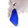 Long Large Beach Found Natural Blue Sea Glass In Deluxe Sterling Wire Bezel© Pendant