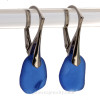 Blue Real Sea Glass Earrings On Solid Sterling Silver Leverbacks