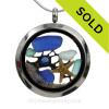 blue sea glass locket neckalce