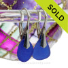 Perfect Petite Blue Genuine Sea Glass Earrings On Solid Sterling Silver Leverbacks