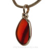 P-E-R-F-E-C-T Red Orange Mixed Sea Glass Pendant In Gold Original Wire Bezel©