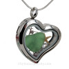 Heart locket with green heart shaped sea glass