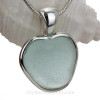 Aqua Green Natural Sea Glass Heart In Deluxe Sterling Silver Bezel© Pendant