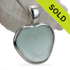 Green Natural Sea Glass Heart In Deluxe Sterling Silver Bezel© Pendant