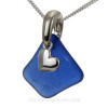 Petite Cobalt Blue Sea Glass Necklace With Sterling Heart Charm - Solid Sterling Chain INCLUDED