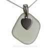 Sea Green Sea Glass Necklace With Sterling Heart Charm - Solid Sterling Chain INCLUDED