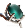 Vivid Aqua Beach Found Sea Glass In Sterling Ring - Size 8 (Re-Sizeable)