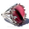 SUPER ULTRA RARE - Huge Mixed Pink Art Sea Glass Anemone Ring In Sterling - Adjustable 