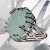Fresh Sea Green English Sea Glass Anemone Ring In Sterling - Adjustable 