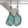 Perfect pieces of naturally collected VIVID aqua blue sea glass in our ORIGINAL Wire Bezel© setting in Silver.