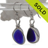 Seaham English Multi Blue Sea Glass Earrings 