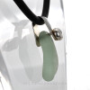 Soft Sea Green Natural Sea Glass Necklace Set On Sterling Pattern Handmade Bail With Neoprene Cord INCLUDED
