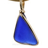 Natural Triangle of Cobalt Blue  Sea Glass In Original Gold Wire Bezel© Pendant