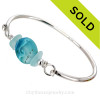  Aqua Sea Glass Round Premium Bangle Bracelet