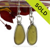 Peridot Green English Sea Glass Earrings