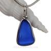 Thinner Cobalt Sea Glass Pendant In S/S Original Wire Bezel© Pendant