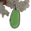 Long Genuine Green Sea Glass In Original Silver Wire Bezel© Wire Pendant