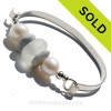 White Sea Glass Sterling Wide Flat Bangle Bracelet
