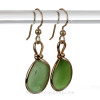 Green Sea Glass Earrings In gold Bezel