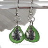 Green Sea Glass W/ Sterling Sandollar Charms 