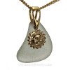 Sunlover - Sea Green Sea Glass Necklace On Gold Vermeil Bail with G/F Sun Charm- 18" Goldfilled Chain INCLUDED!!