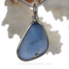 Carolina Beachfire - Light Blue Melted Sea Glass In Original Sterling Silver Wire Bezel© Pendant