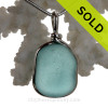 Aqua Genuine Sea Glass Pendant 