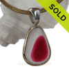 Mixed Hot Pink Art Sea Glass Pendant In Tiffany Deluxe Wire Bezel©