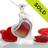 Classic Bezel Multie Pink and Yellow Seaham Heart Sea Glass Set in Antiqued Silver