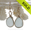 Soft Stunning Pale Aqua Blue Beach Found Sea Glass Earrings In 14K Goldfilled Original Bezel©
