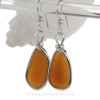 Long Honey Brown Sea Glass Earrings In Sterling Wire Bezel© Earrings