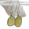 Spring Green Genuine Sea Glass Earrings In Sterling Silver Original Bezel©