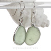 LARGER Spring Green Sea Glass Earrings In Solid Sterling Wire Bezel