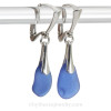 Dangly Cobalt Blue Genuine Sea Glass Earrings on Sterling Silver Leverbacks