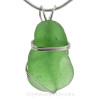 Emerald Green Sea Glass Pendnt In Sterling Silver Basic Beach Setting
