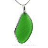 Long and LARGE Green Genuine Sea Glass Pendant in our Original Wire Bezel© in Sterling Silver