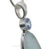 Touch Of Elegance -Large Baby Blue  Aqua Sea Glass Pendant In Deluxe Wire Bezel© with Blue Topaz