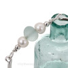 Large Pale Aqua Sea Glass W/ Genuine Pearls Premium Sterling Bangle Bracelet