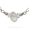 White Sea Glass Necklace With Vintage Leaded Crystals on All Solid Sterling Silver 