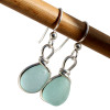 Small Baby Blue Sea Glass Earrings In Silver Original Wire Bezel©