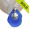 Blue Sea Glass With Sterling Sandollar Charm Necklace